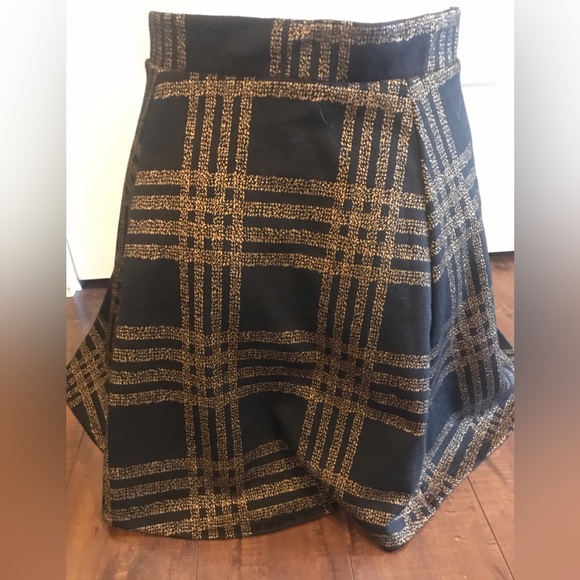 Eclipse Tartsn Stripes Black Gold elastic waistband Mini Skirt size Small - Picture 2 of 11